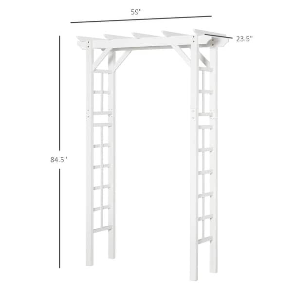 dimension image slide 0 of 3, Outsunny 7' Wood Steel Outdoor Garden Arched Trellis Arbor with Natural Fir Wood & Side Panel for Climbing Vines