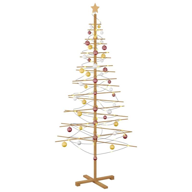 vidaXL Wooden Christmas Tree with Stand Brown bamboo