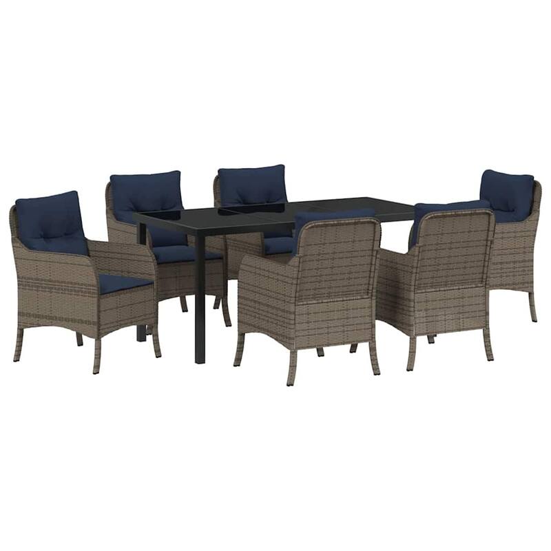 vidaXL Garden Dining Set with Cushion Grey Poly Rattan