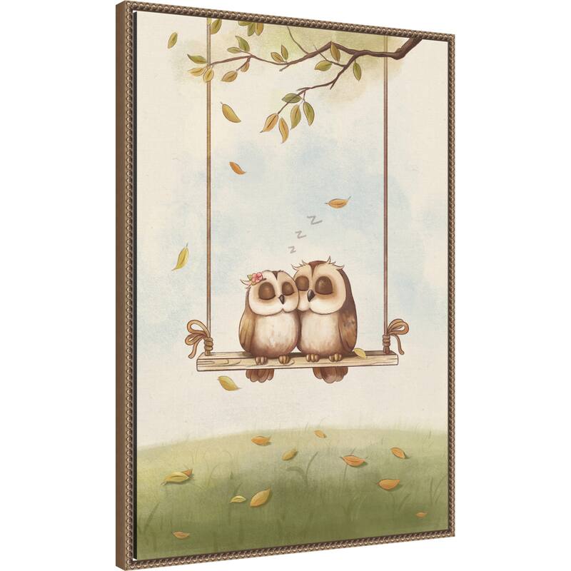 Owls In Love by Xuan Thai Framed Canvas Wall Art Print