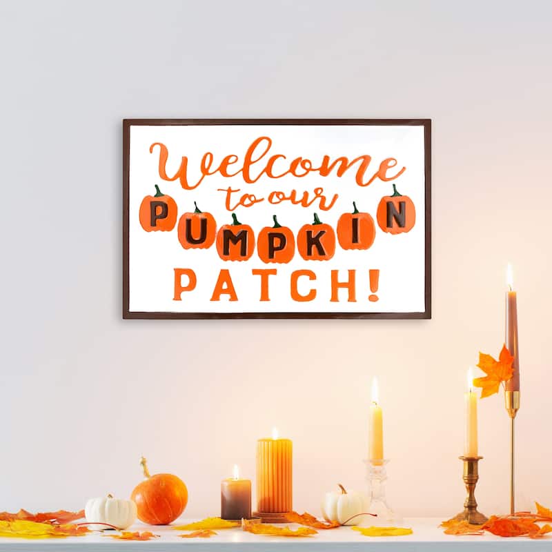 20.25" Orange White "Welcome To Our Pumpkin Patch!" Autumn Wall Decor