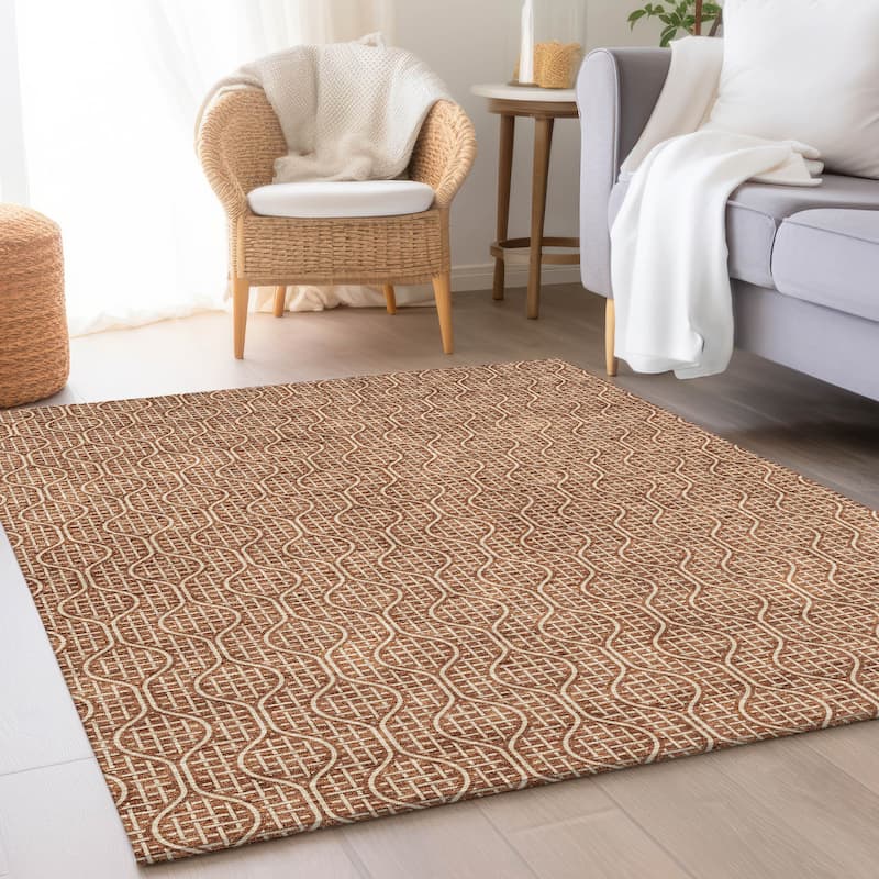Premium Washable Super Soft Modern Teardrop Mayfield Rug - Paprika - 10' x 14'