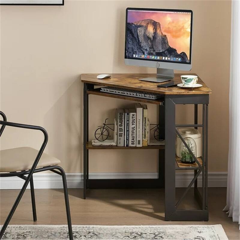 Corner Computer Desk with Keyboard Tray
