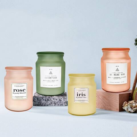 Subrtex 19-oz Herbal Floral Scented Soy Wax Glass Bottle Scented Candle