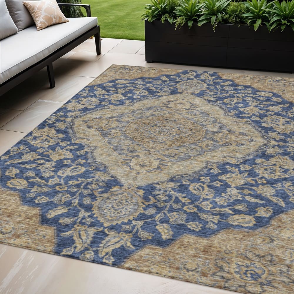 HomeRoots Oriental Traditional Rectangle Outdoor Rug