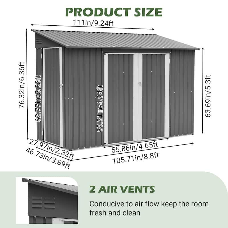 GDFStudio - Lucas All-Weather Outdoor Heavy Duty Metal Storage Shed with Robust Construction and Easy Assembly