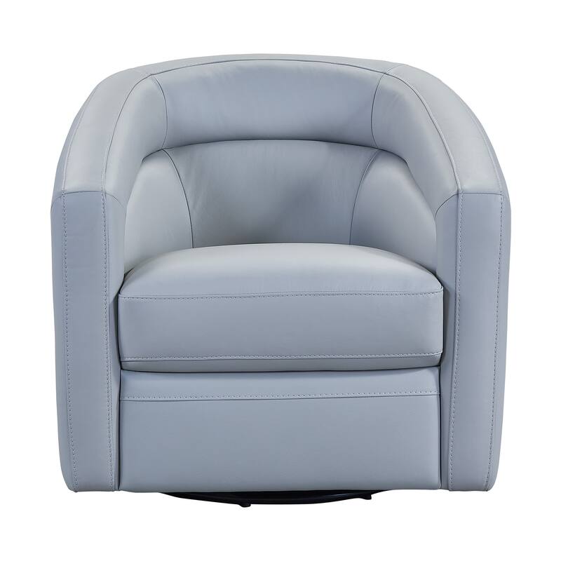 Desi Leather Swivel Barrel Arm Chair for Living Room