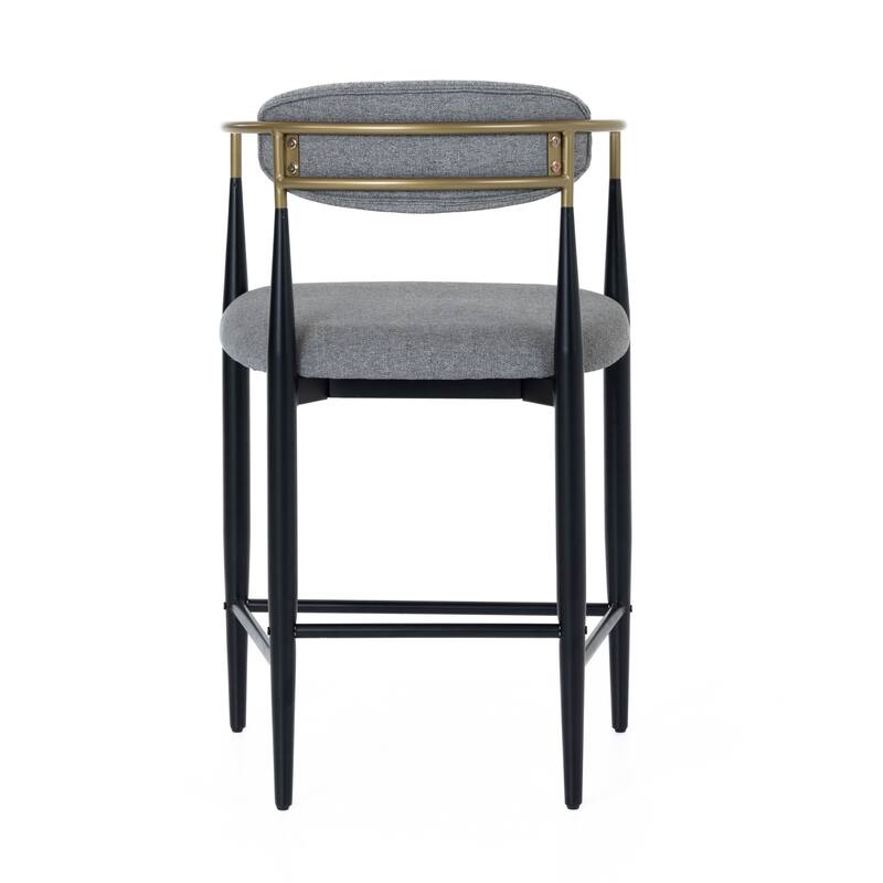Modrest Buchtel Mid-Century Modern Medium Grey, Gold Arm & Black Counter Chair