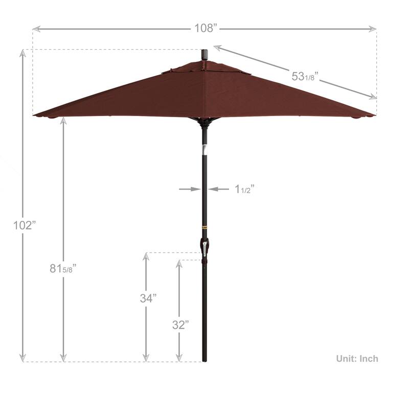 Pompano 9ft Crank Lift Push Button Tilt Round Patio Umbrella by Havenside Home, Base Not Included