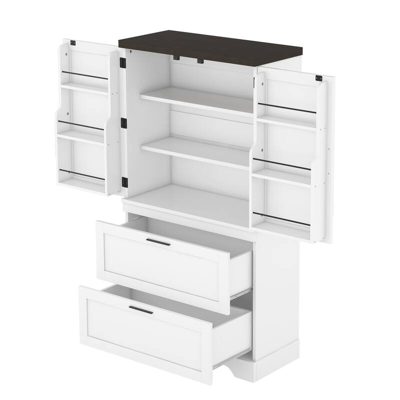 Modern Farmhouse Style Wooden Cabinet with Sturdy Frame - White