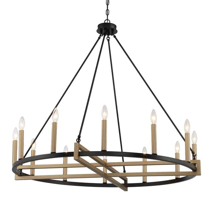 Acroma 12 Light 41In Modern Farmhouse Wagon Wheel Chandelier-UL Certified