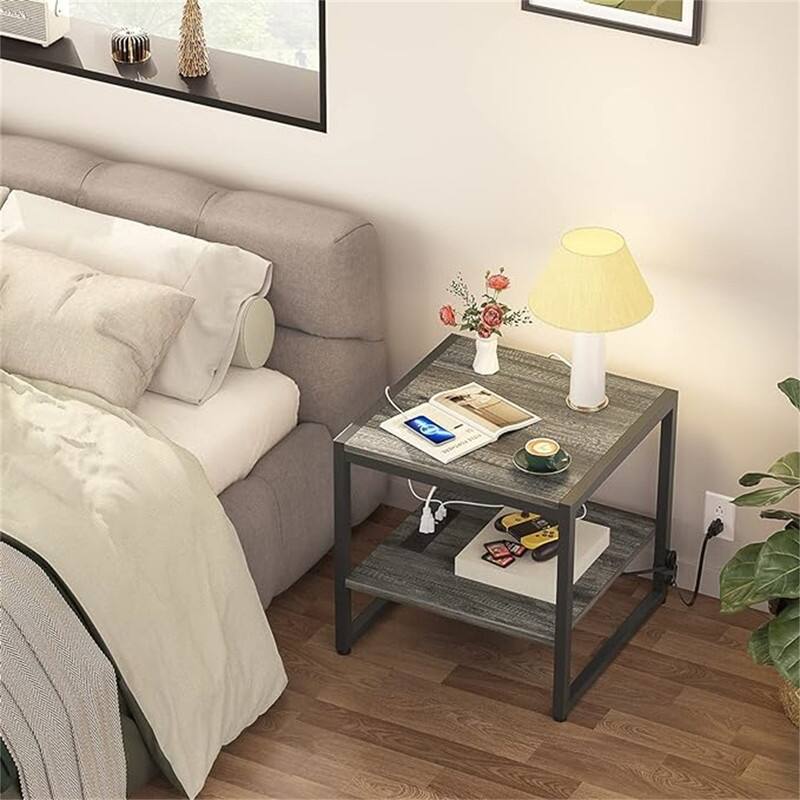 End Table with Charging Station - 20"D x 20"W x 20.7"H