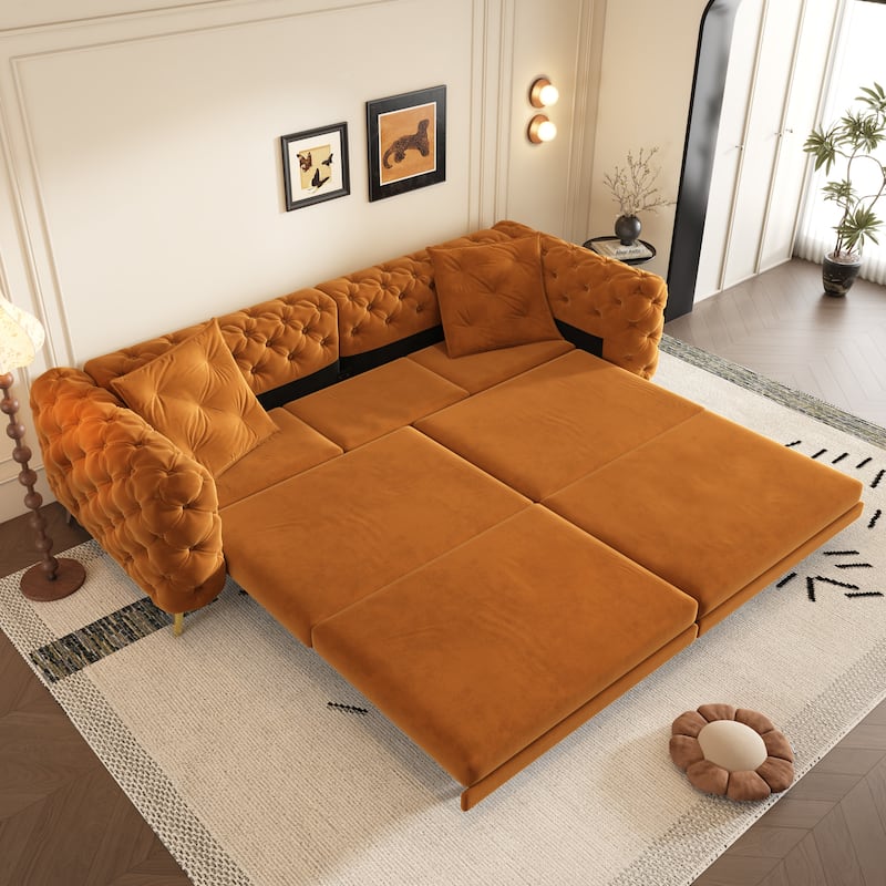 97.7" 3-in-1 Convertible Sleeper Sofa, Pull Out Sofa Bed with Ottoman, 4-Seater for Small Spaces & Apartments