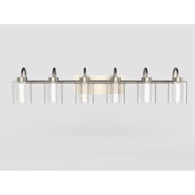 Brushed Nickel Vanity Lights with Crystal Bubble Glass