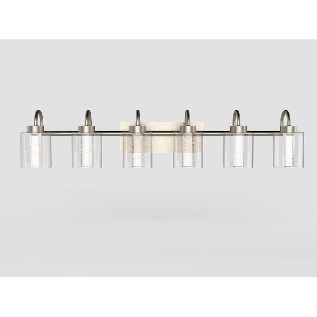 Brushed Nickel Vanity Lights with Crystal Bubble Glass