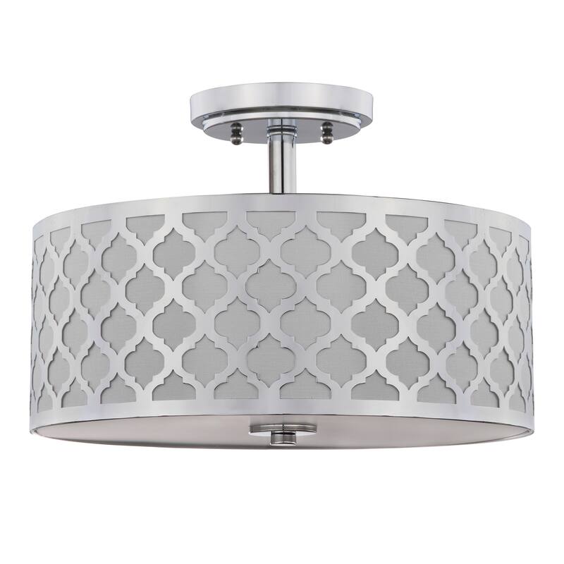 SAFAVIEH Lighting Mucella 3-Light Trellis Chrome Flush Mount - 15" x 15" x 10.5" - 15Wx15Dx11H