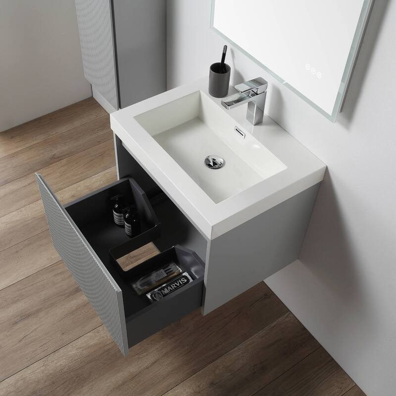 Floating Bathroom Vanity with Sink, Wall Mounted Vanity