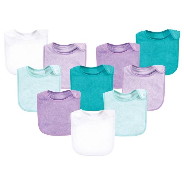 slide 1 of 1, Hudson Baby Infant Girl Rayon from Bamboo Terry Bibs, Purple Mint - Purple Mint - One Size One Size - Purple Mint
