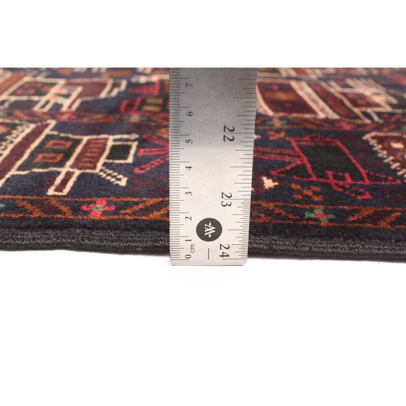 ECARPETGALLERY Hand-knotted Rare War Dark Navy Wool Rug - 2'10 x 4'9