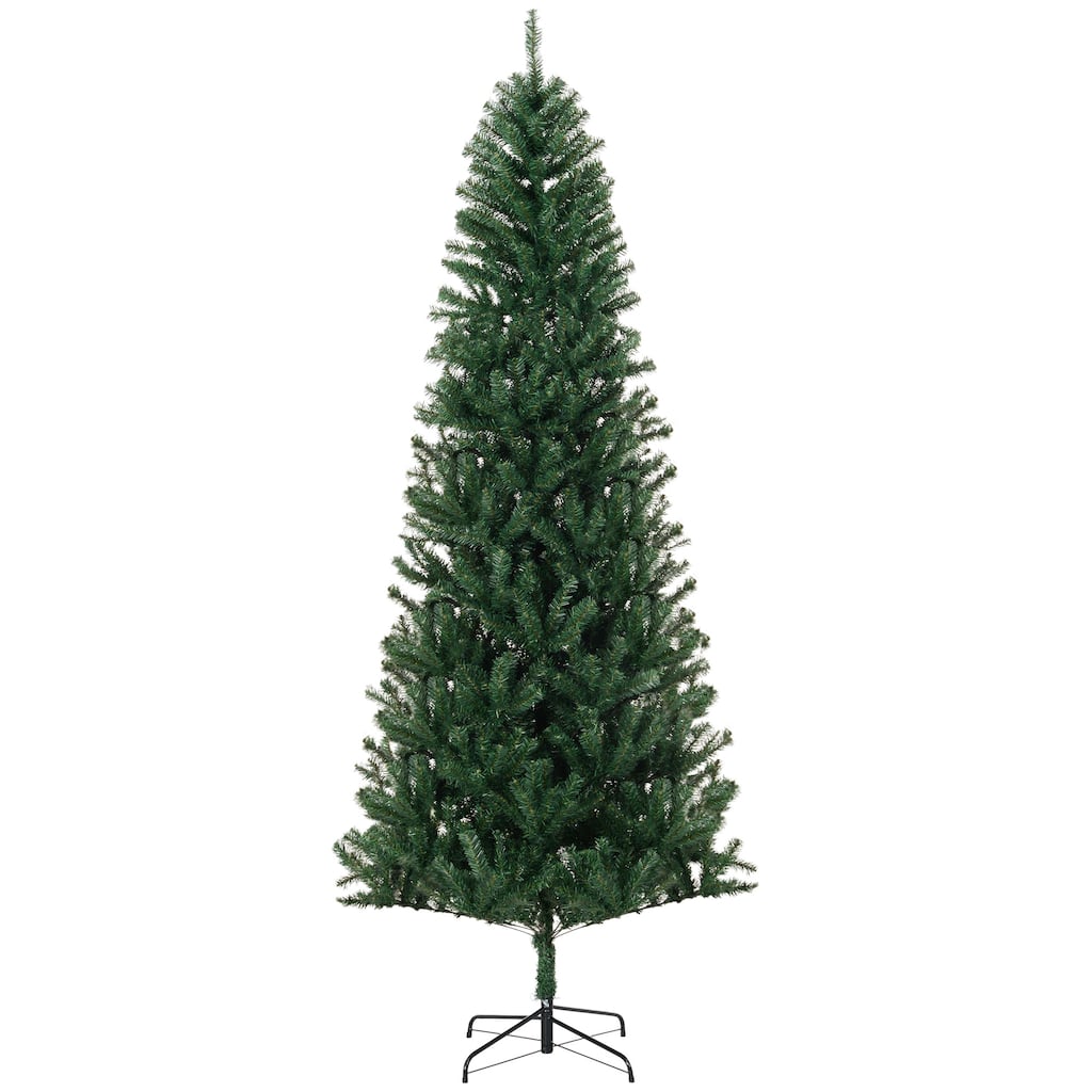 8' Slim Fir Christmas Tree, Artificial and Flame-Retardant with Realistic Branches