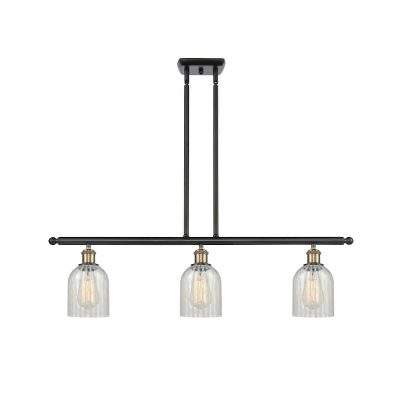 Innovations Lighting Caledonia 3 Light 36" Wide Linear Chandelier - Black Antique Brass / Mouchette