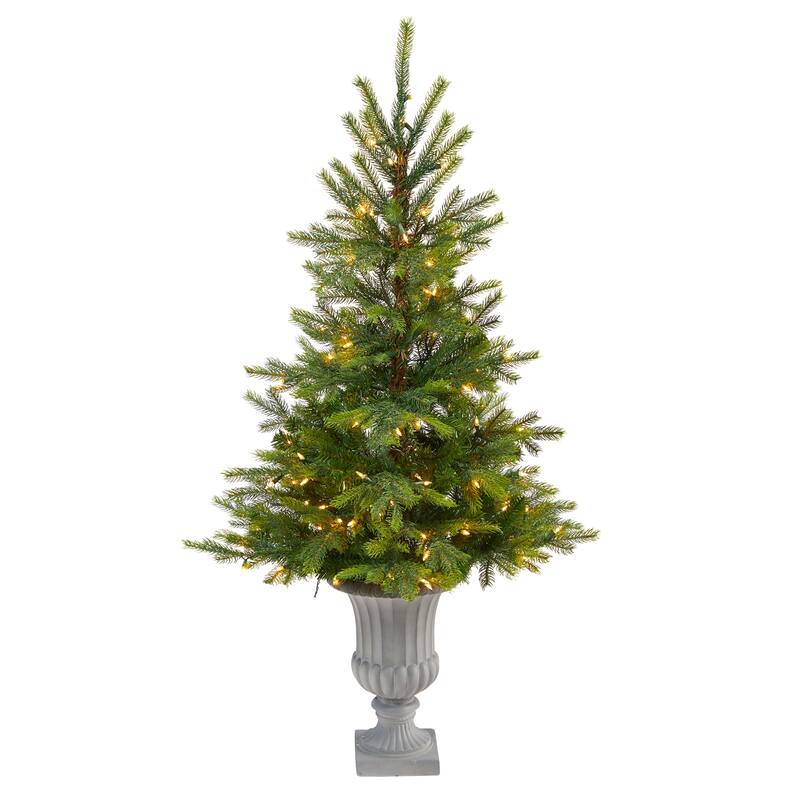 56" Artificial Christmas Tree with 100 Lights in Decorative Urn
