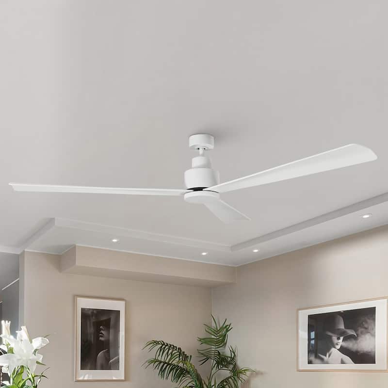 52" Matte White Industrial Reversible DC Motor Ceiling Fan