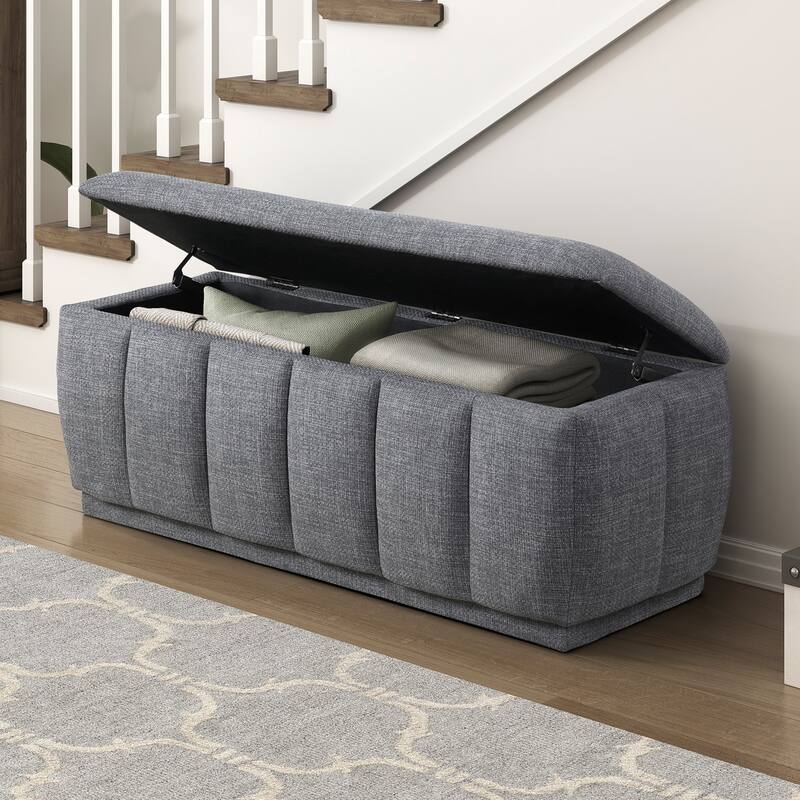Odessa 47" Textured Lift Top Storage Bench - Foam Cushioned Seat