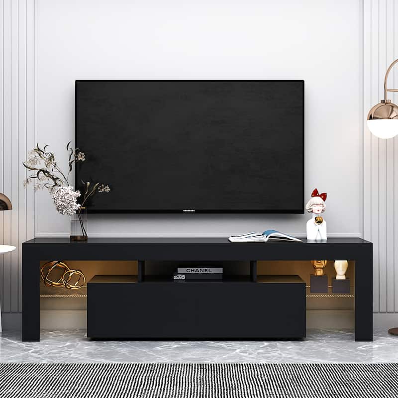 TV Stand with 20 Color LED Lights and Remote Control, Large Capacity ...
