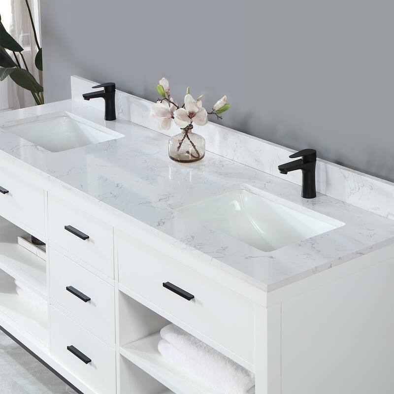 Altair Kesia Bathroom Vanity with White Composite Stone Top without Mirror
