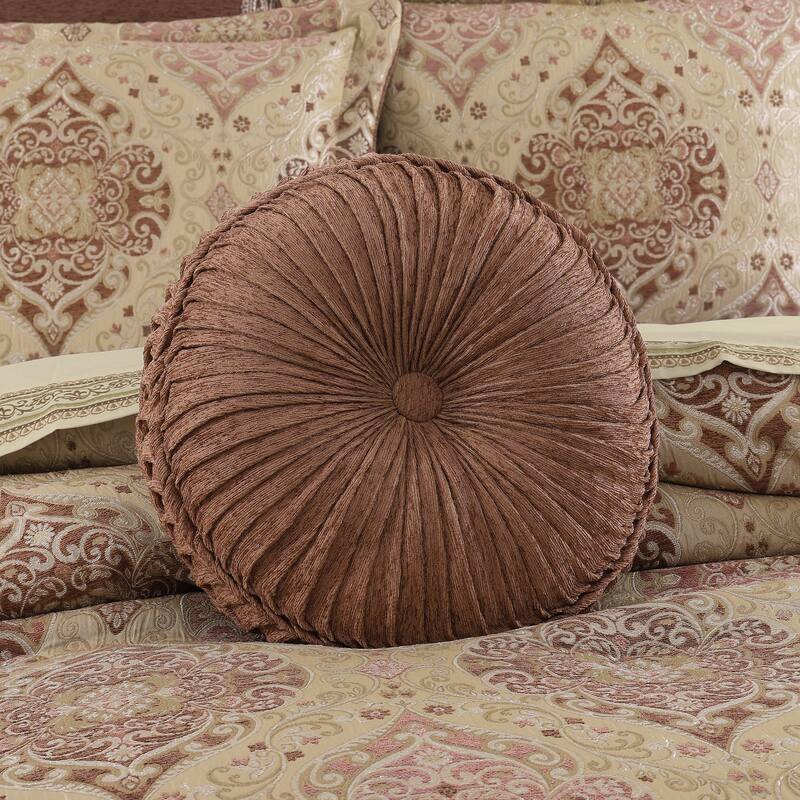 J. Queen New York Weston Terracotta Tufted Round Decorative Throw Pillow - Accent - Polyester - Terracotta