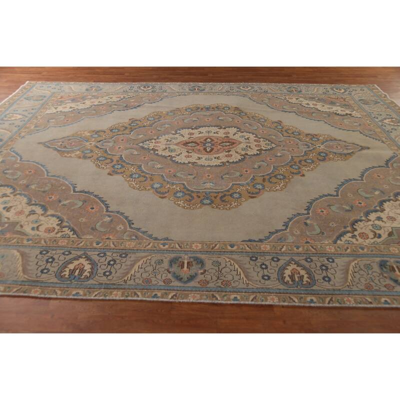 Tabriz Persian Vintage Area Rug Hand-Knotted Wool Carpet - 9'8"x 12'9"