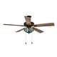 preview thumbnail 1 of 13, River of Goods Astrid Multicolored Oil-Rubbed Bronze and Stained Glass Tiffany-Style 3-Light 52-Inch Ceiling Fan 52" x 52" x 14.75"/19.75" - Aqua/Blue/Amber/Red/Oil Rubbed Bronze - Remote
