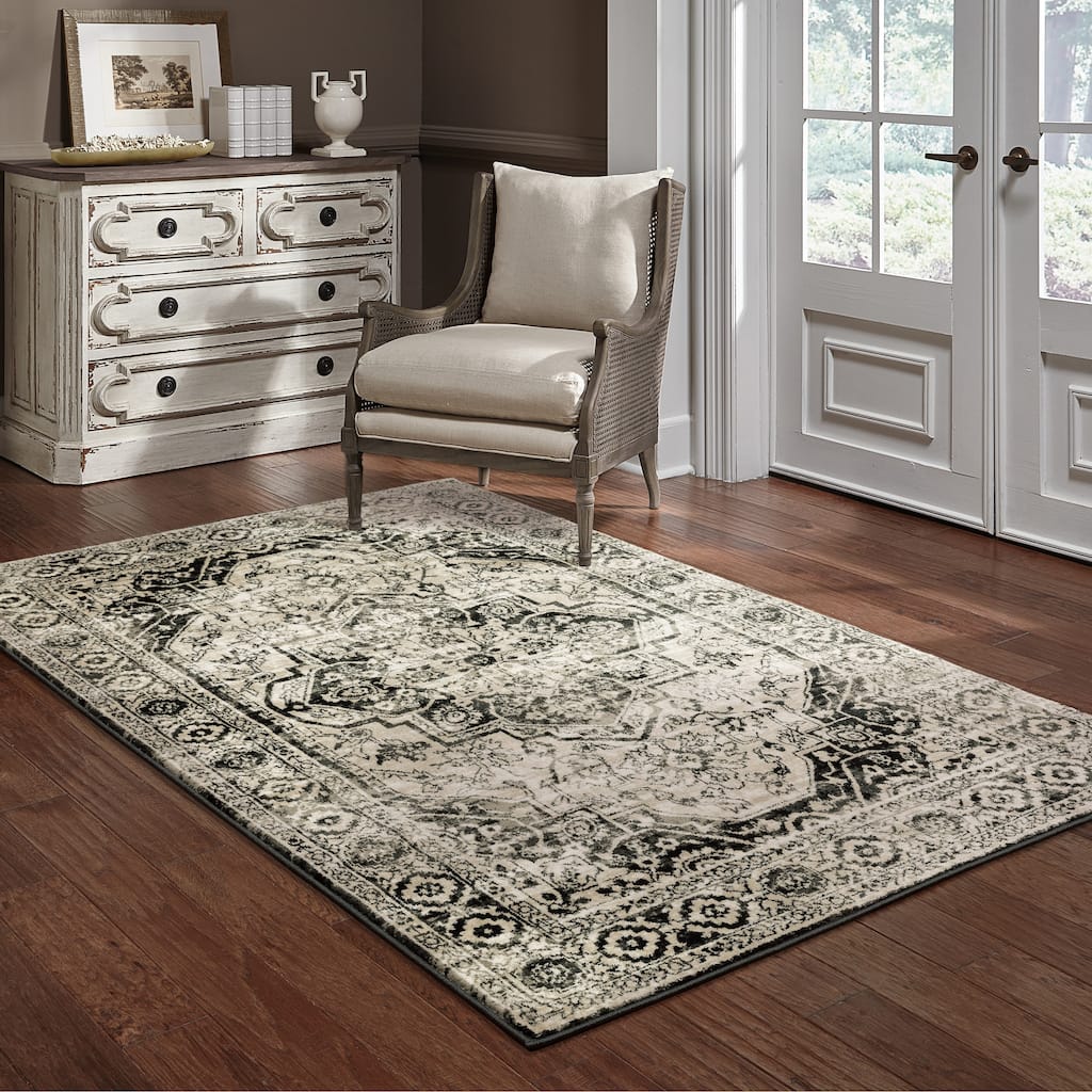 Style Haven Patricia Distressed Grey Medallion Area Rug