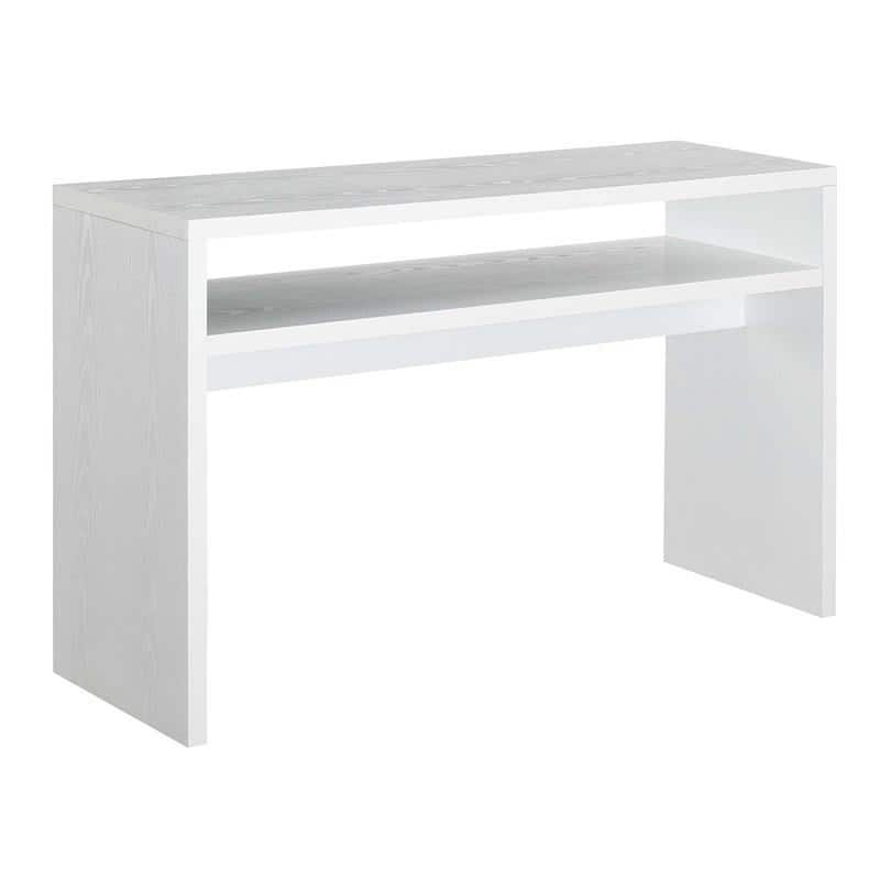 Modern FarmHome White Sofa Table Console Table with Bottom Shelf - 48 in. L x 15.50 in. W x 30 in. H