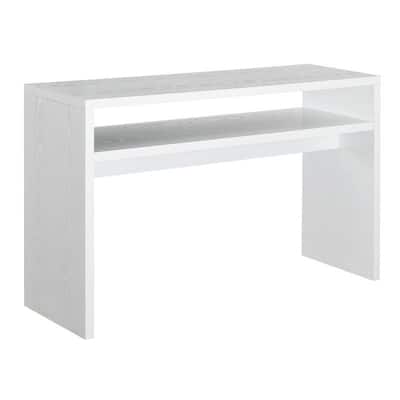 Modern FarmHome White Sofa Table Console Table with Bottom Shelf - 48 in. L x 15.50 in. W x 30 in. H