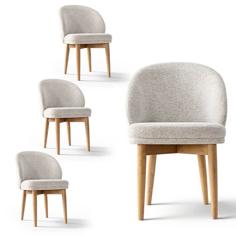 Upholstered Barrel Dining Chair With Oak Solid Wood Legs (Set of 4)