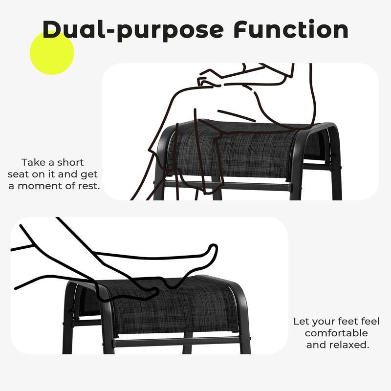 Steel-Framed Fabric Footstool – Versatile Indoor/Outdoor Footrest & Seat