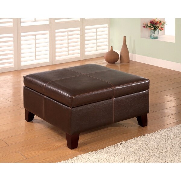 Square Storage Ottoman, Dark Brown