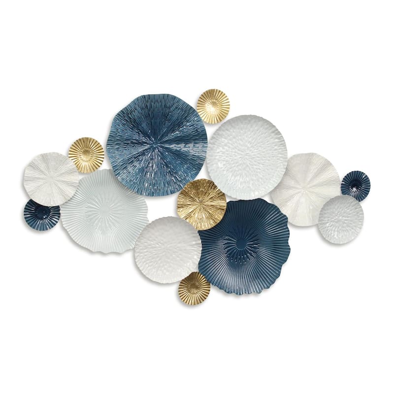 Handmade Coastal Shell Wall Decoration - 40.5" - Blue and White