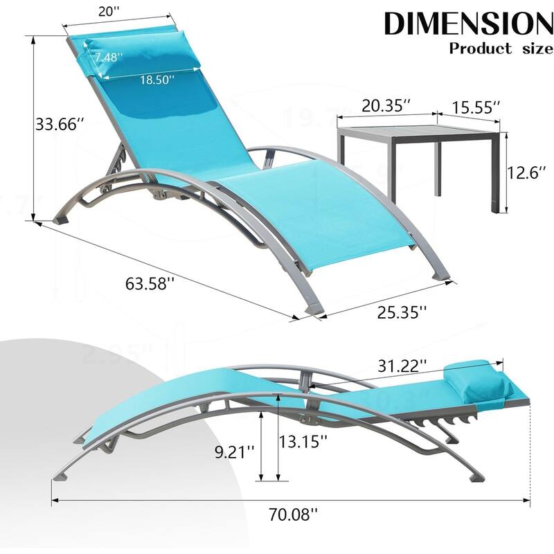 Pool Lounge Chairs Set of 3