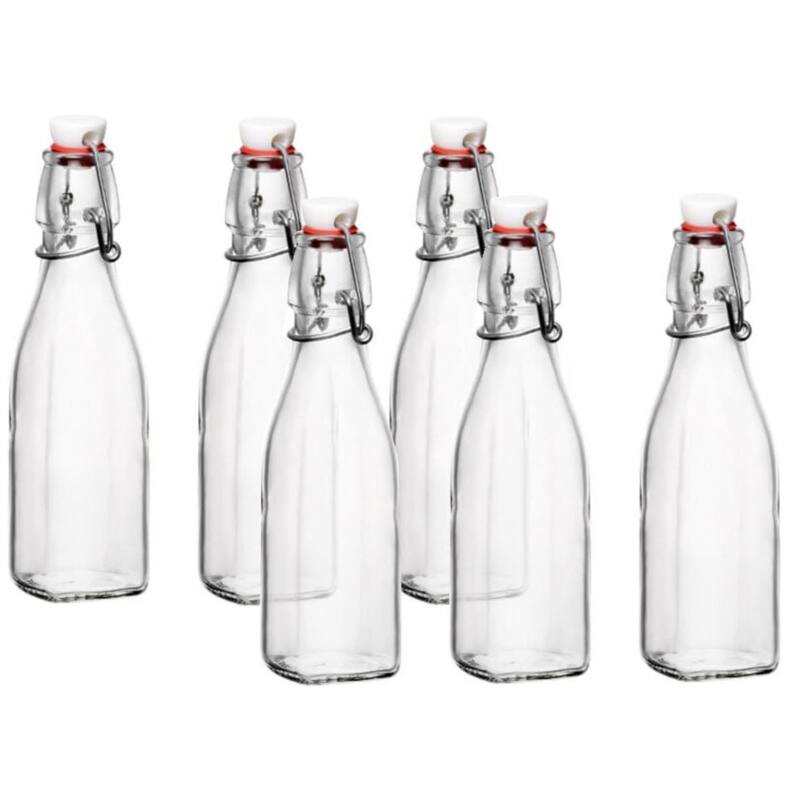 Bormioli Rocco Set of 6 Glass Swing Top Bottles - 8.5 oz - 8.5 oz