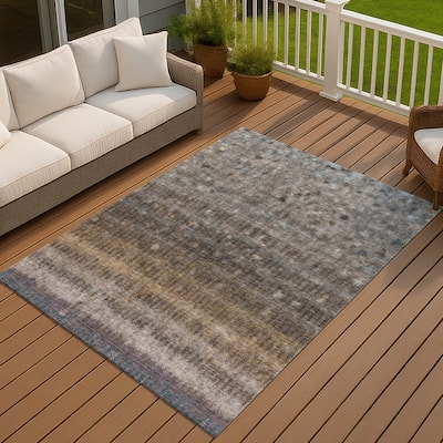 Machine Washable Indoor/ Outdoor Abstract Ombre Chantille Rug