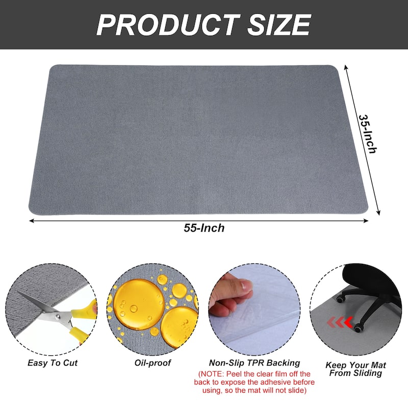 55 Inches x 35 Inches Office Chair Mat for Hardwood Floors - Light Grey