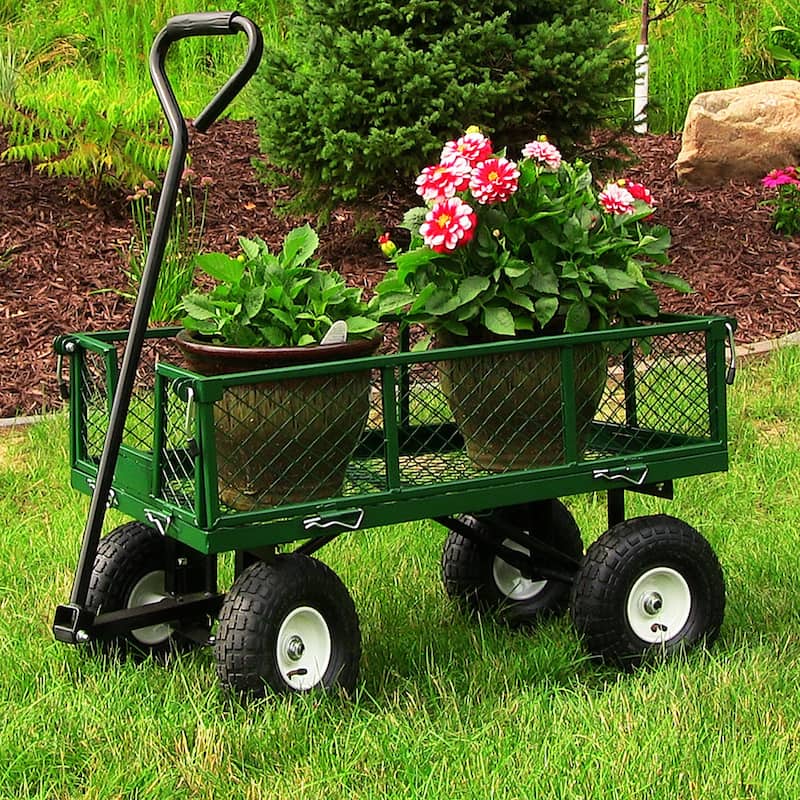 Steel Garden Cart Tools Cart with Removable Sides, 550 lb Capacity - 34" W x 18" D x 22" H