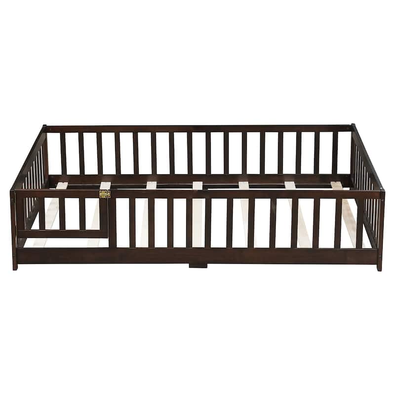 Full Size Floor Bed with Fence and Door