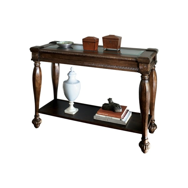 Ashley T616 4 Mantera Dark Rustic Brown Sofa Table W Beveled Ashley T616 4 Mantera Dark Rustic Brown Sofa Table W Beveled Gl Tabletops