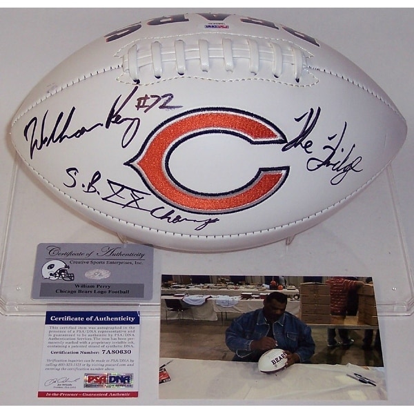 William Perry Autographed Hand Chicago Bears Logo Football PSADNA