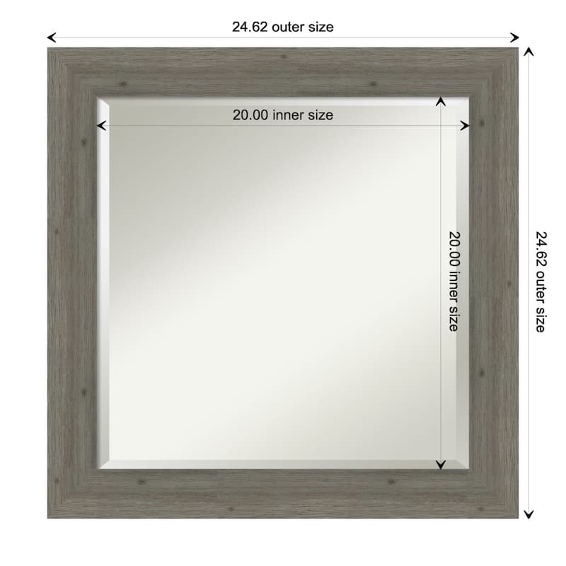 Beveled Wood Bathroom Wall Mirror - Fencepost Grey Narrow Frame