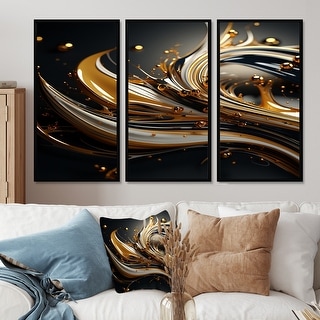 Designart - Future Liquid Art Vibrant Gold - Abstract Modern